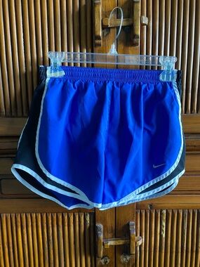 Nike Blue Tempo Shorts with White Trim and Black Panels